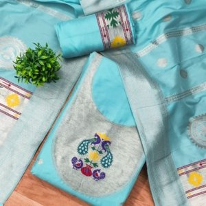 Royal Paithani Unstitched Dress Material Set - Image 15