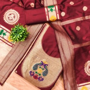 Royal Paithani Unstitched Dress Material Set - Image 14