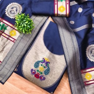 Royal Paithani Unstitched Dress Material Set - Image 9