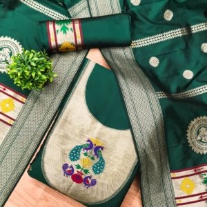 Royal Paithani Unstitched Dress Material Set - Image 5