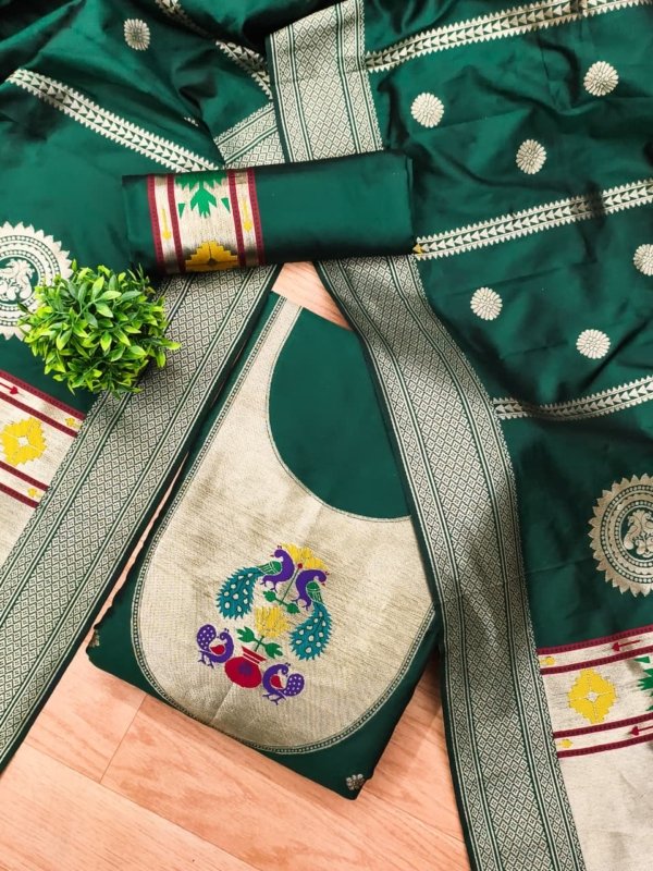Royal Paithani Unstitched Dress Material Set