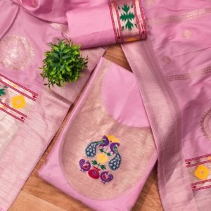Royal Paithani Unstitched Dress Material Set