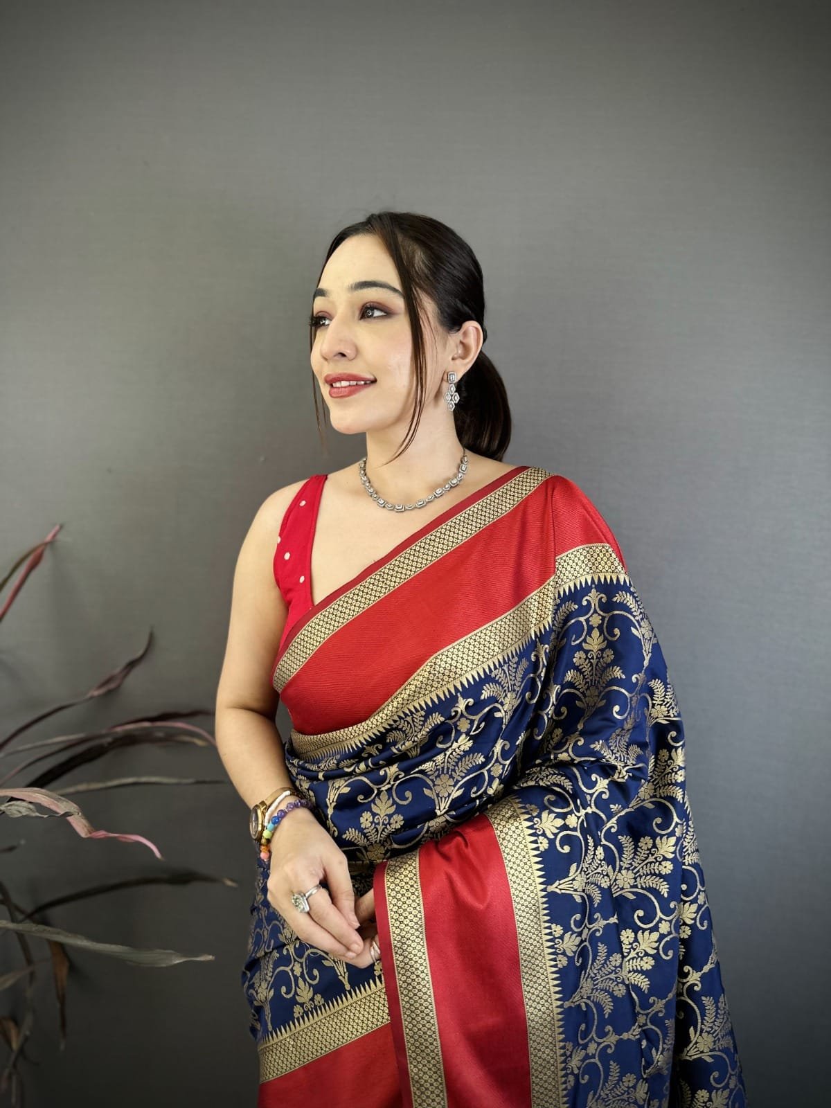 Premium Lichi Silk Jacquard Saree - Image 2