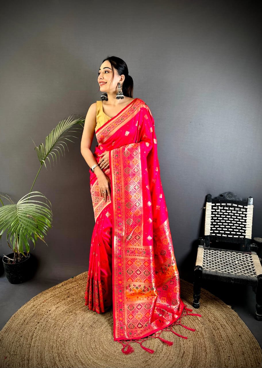 Premium Banarasi Lichi Silk Patola Saree - Image 3