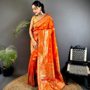 Premium Banarasi Lichi Silk Patola Saree - Image 5