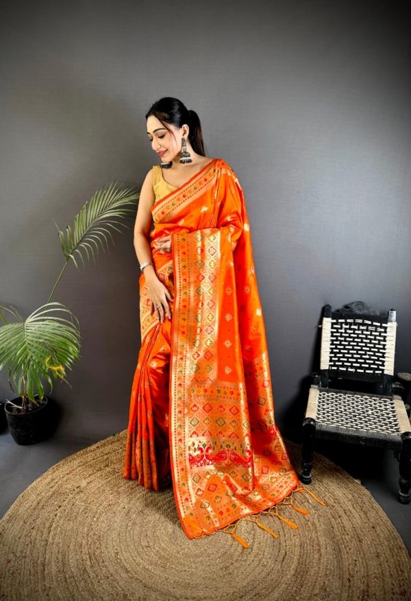 Premium Banarasi Lichi Silk Patola Saree
