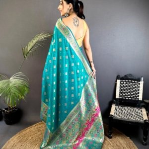Premium Banarasi Lichi Silk Patola Saree - Image 4