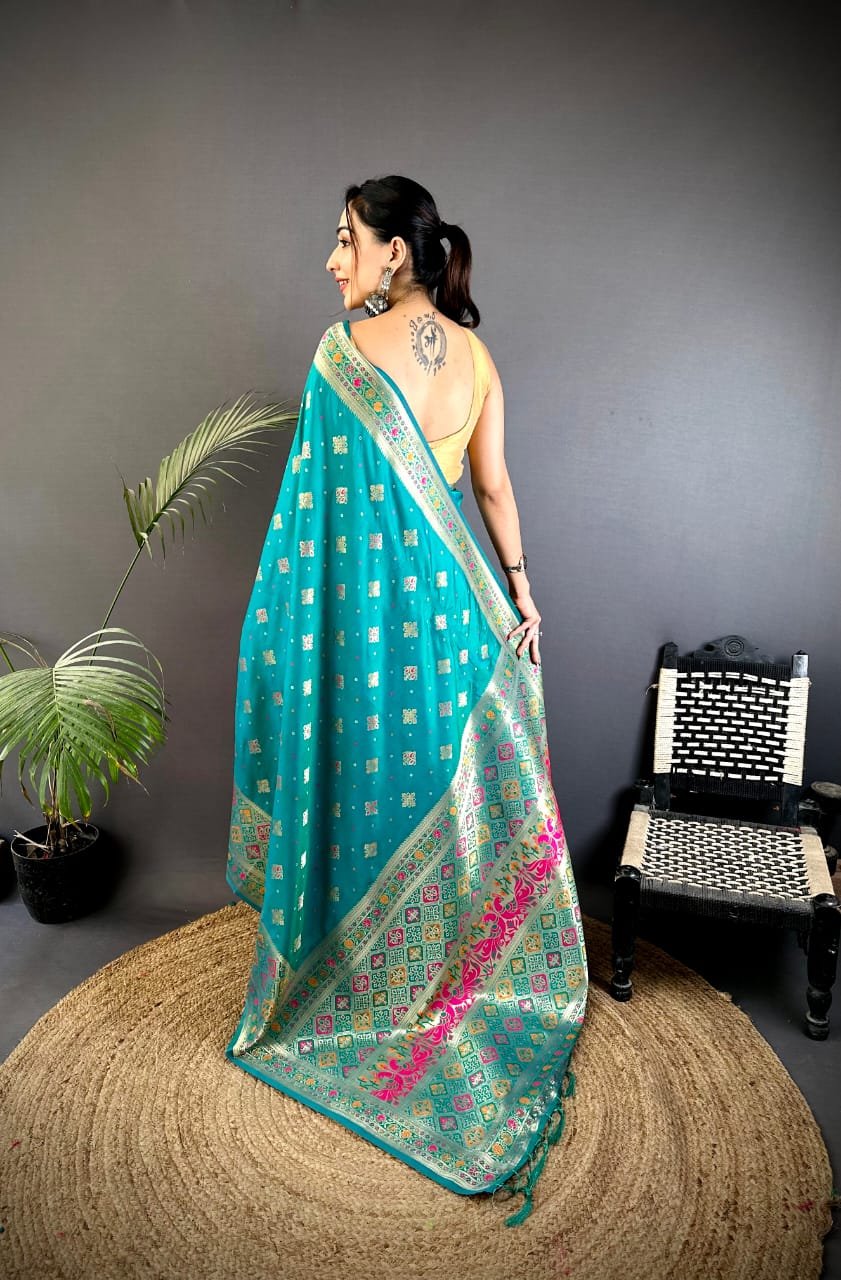Premium Banarasi Lichi Silk Patola Saree - Image 4