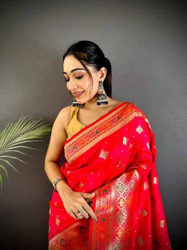 Premium Banarasi Lichi Silk Patola Saree