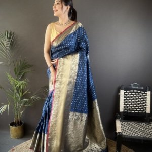 Premium Banarasi Silver Zari Silk Saree - Image 5