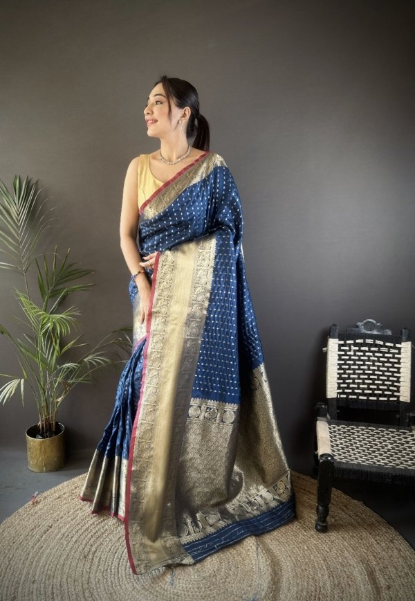 Premium Banarasi Silver Zari Silk Saree