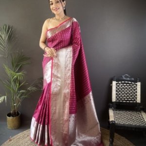 Premium Banarasi Silver Zari Silk Saree - Image 6