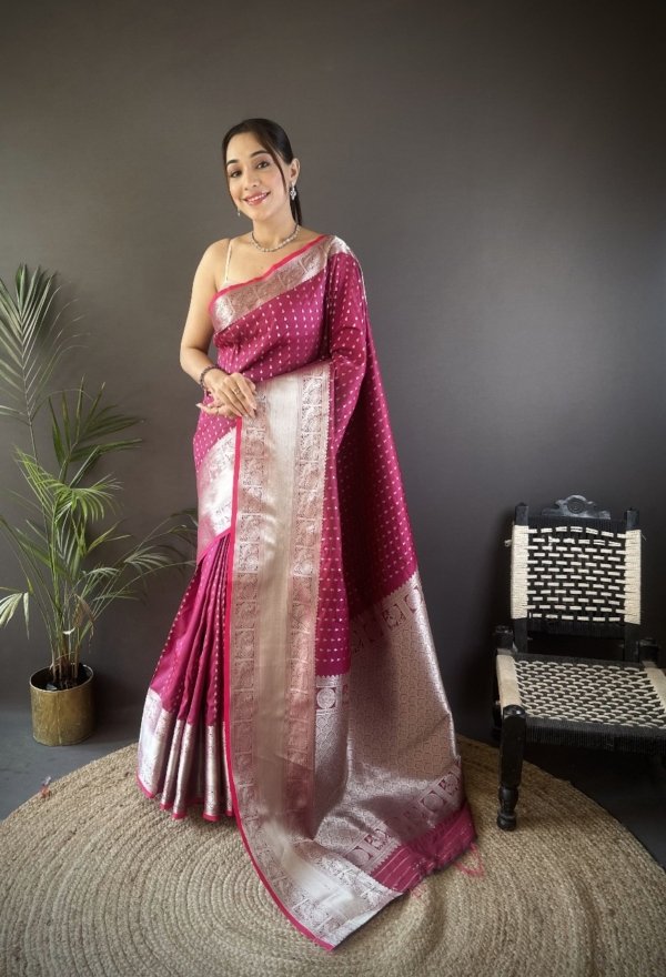 Premium Banarasi Silver Zari Silk Saree