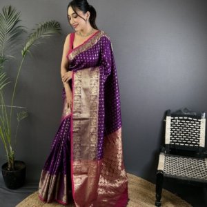Premium Banarasi Silver Zari Silk Saree - Image 7
