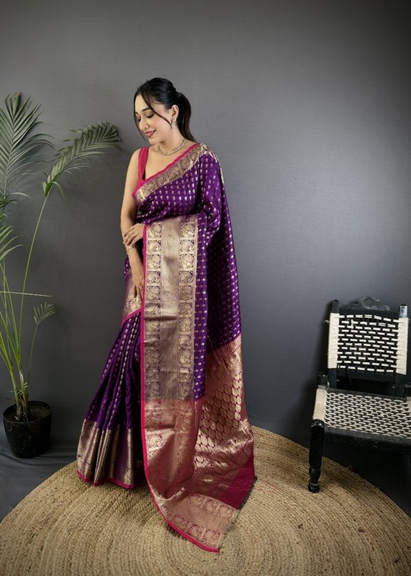 Premium Banarasi Silver Zari Silk Saree