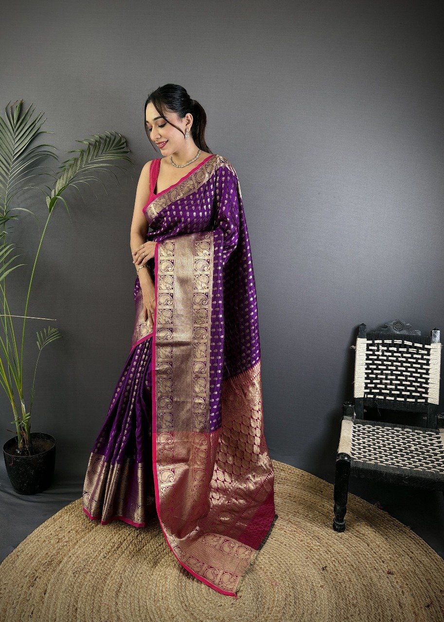 Premium Banarasi Silver Zari Silk Saree - Image 7