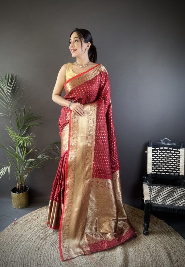Premium Banarasi Silver Zari Silk Saree