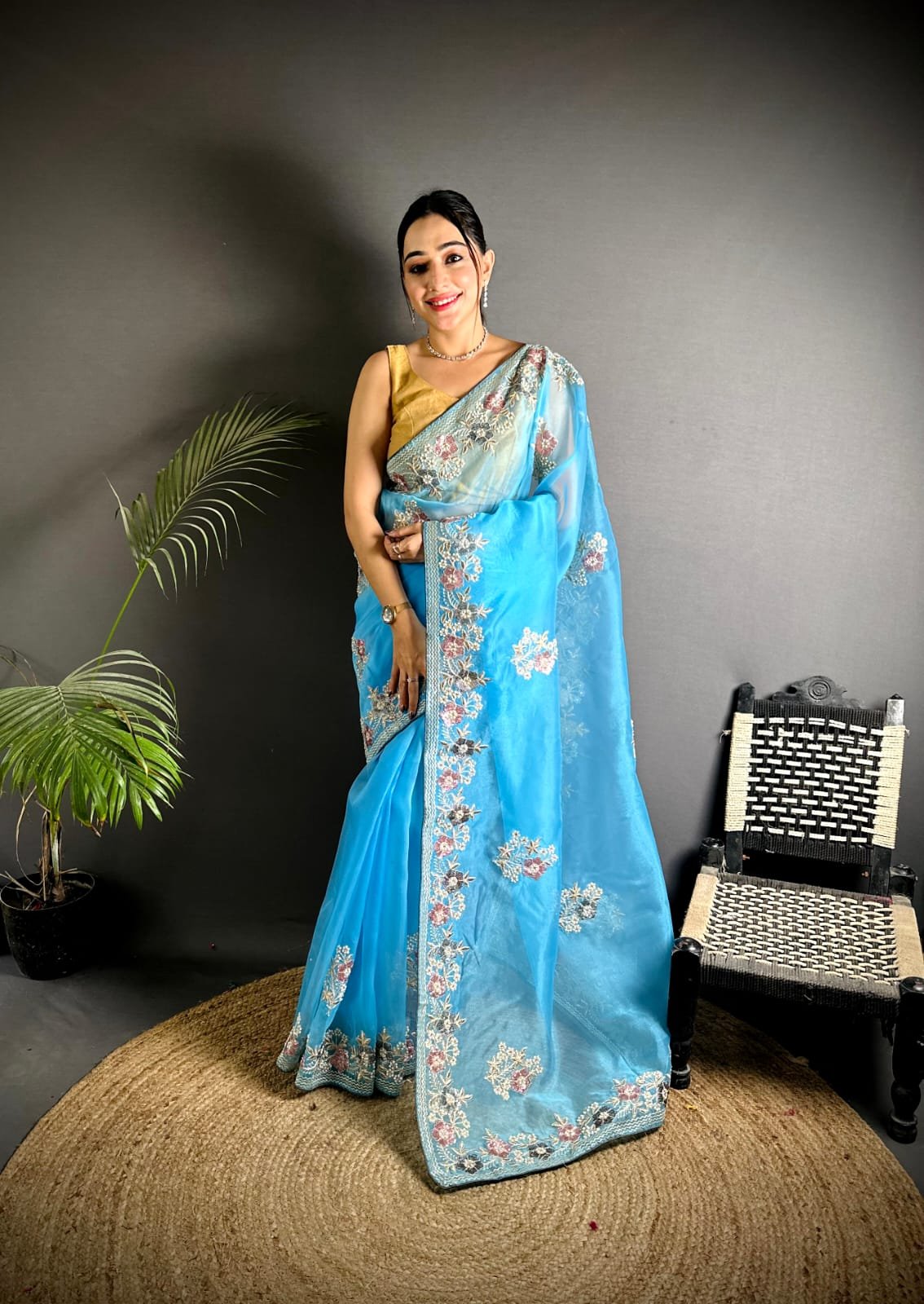 Premium Organza Silk Designer Saree - Image 1