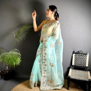 Premium Organza Silk Designer Saree - Image 5