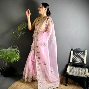 Premium Organza Silk Designer Saree - Image 3