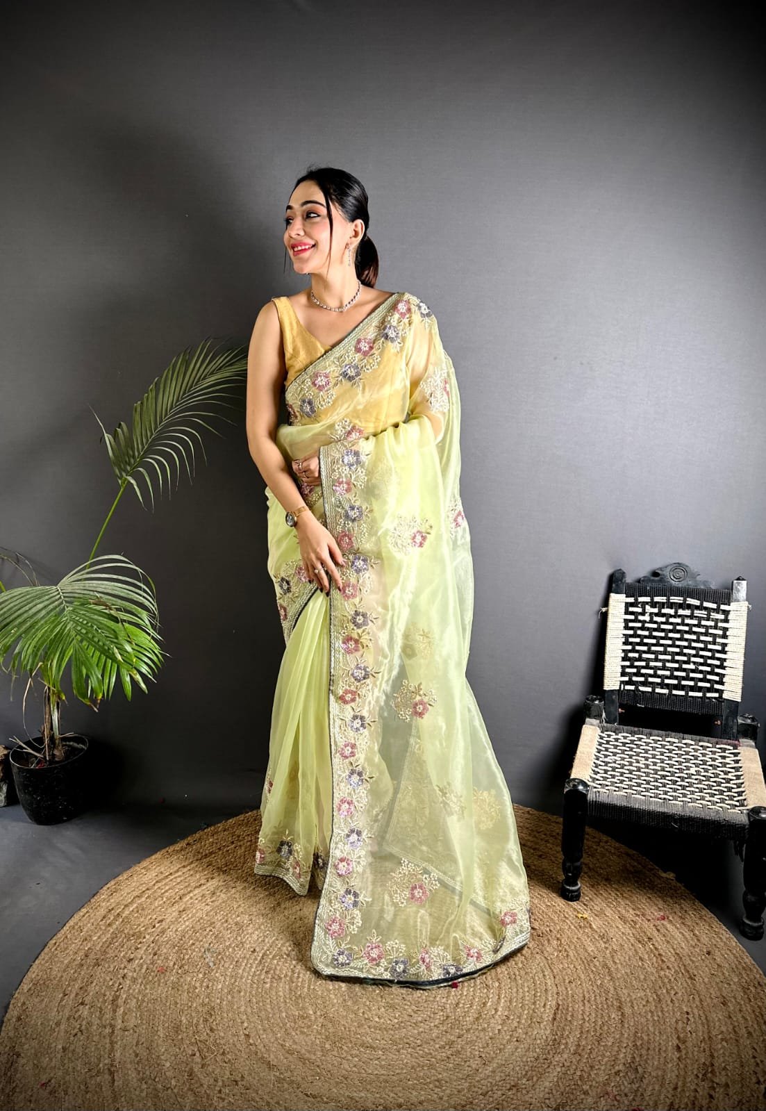Premium Organza Silk Designer Saree - Image 2