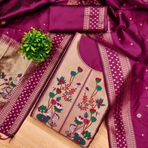 Premium Royal Paithani Silk Dress Material Set - Image 11