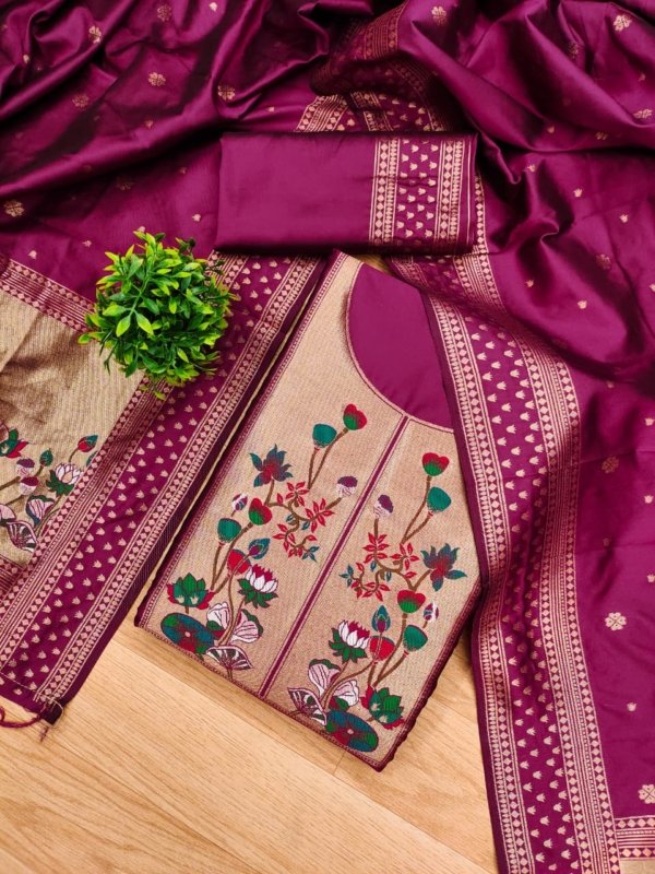 Premium Royal Paithani Silk Dress Material Set