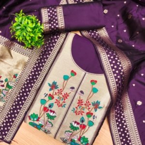Premium Royal Paithani Silk Dress Material Set - Image 12