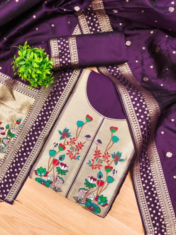 Premium Royal Paithani Silk Dress Material Set