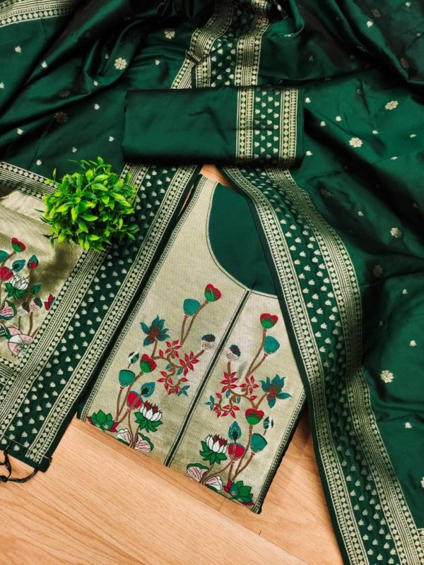 Premium Royal Paithani Silk Dress Material Set