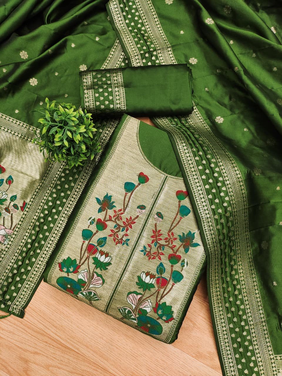 Premium Royal Paithani Silk Dress Material Set - Image 9