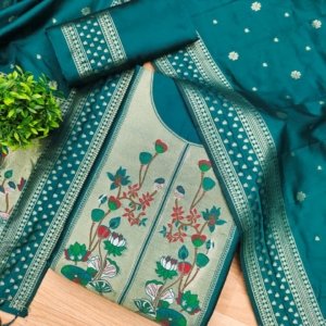 Premium Royal Paithani Silk Dress Material Set - Image 10