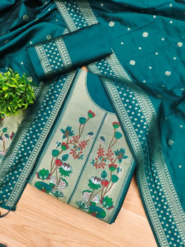 Premium Royal Paithani Silk Dress Material Set