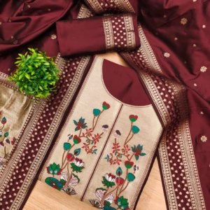 Premium Royal Paithani Silk Dress Material Set - Image 5