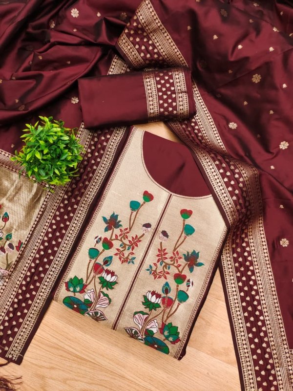 Premium Royal Paithani Silk Dress Material Set