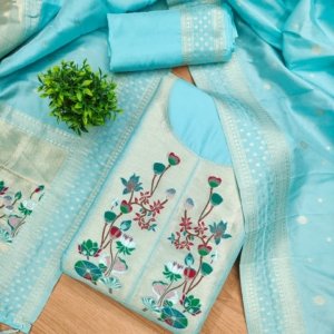 Premium Royal Paithani Silk Dress Material Set - Image 13