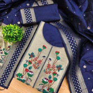 Premium Royal Paithani Silk Dress Material Set - Image 3