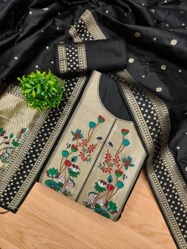 Premium Royal Paithani Silk Dress Material Set