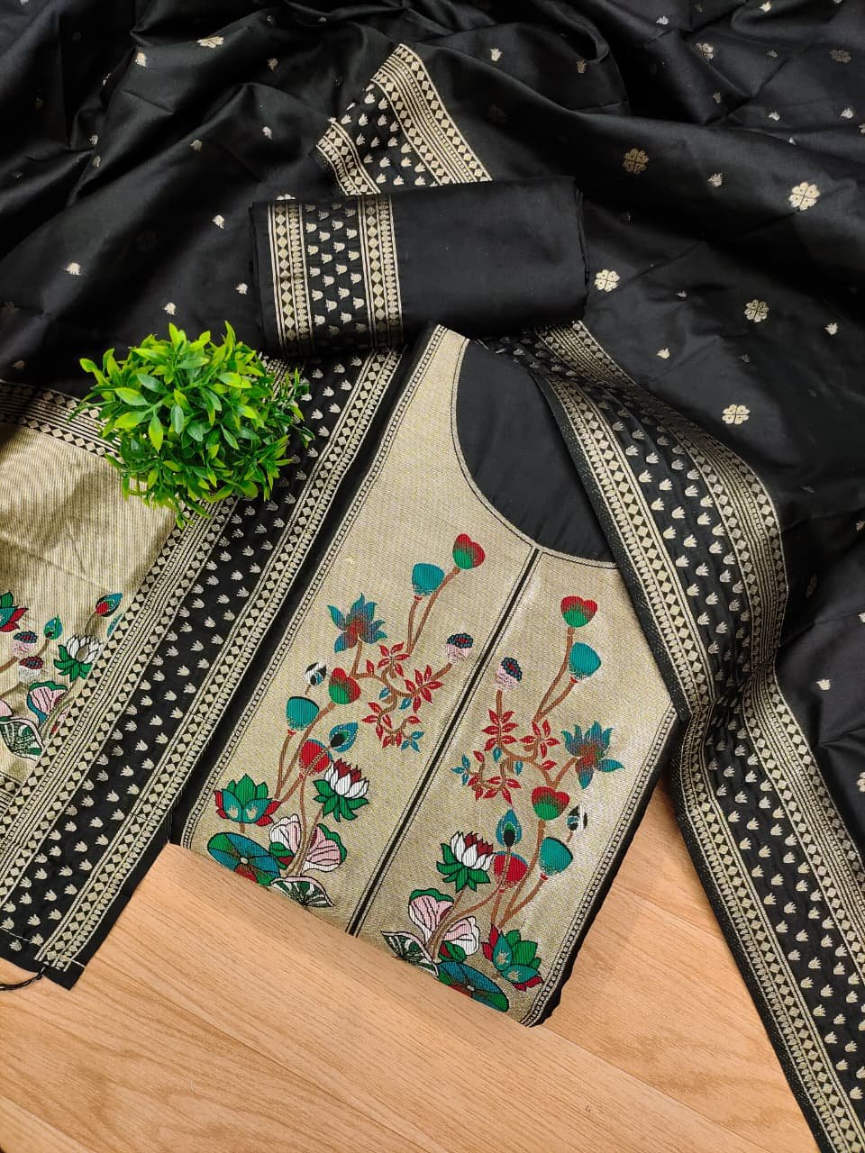 Premium Royal Paithani Silk Dress Material Set - Image 2