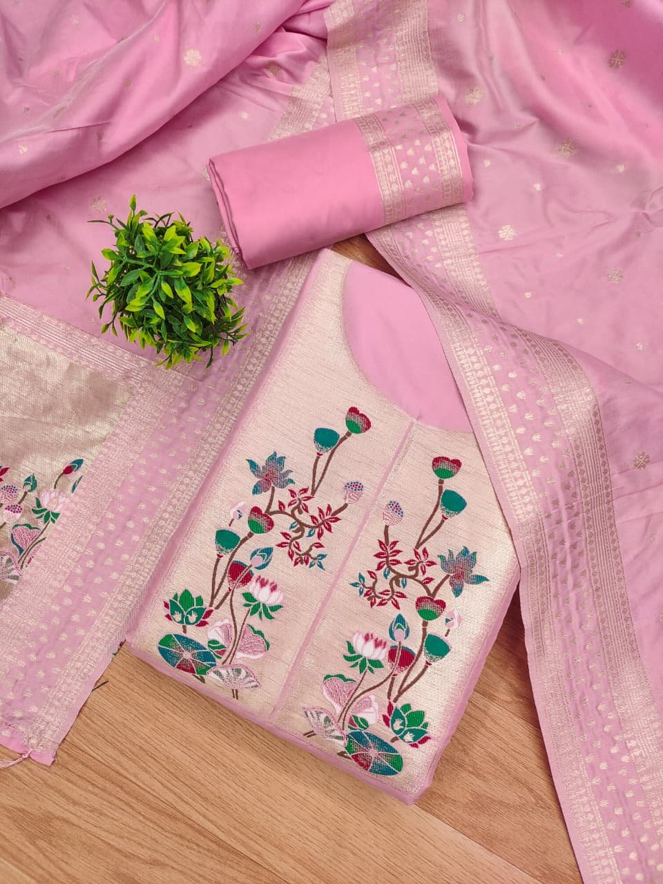 Premium Royal Paithani Silk Dress Material Set - Image 1
