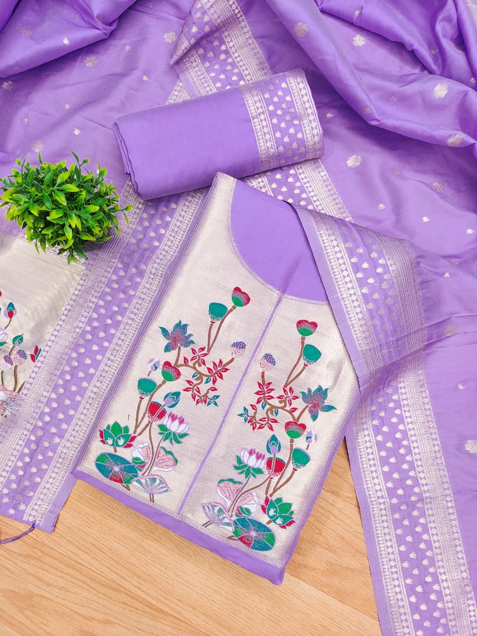 Premium Royal Paithani Silk Dress Material Set - Image 8