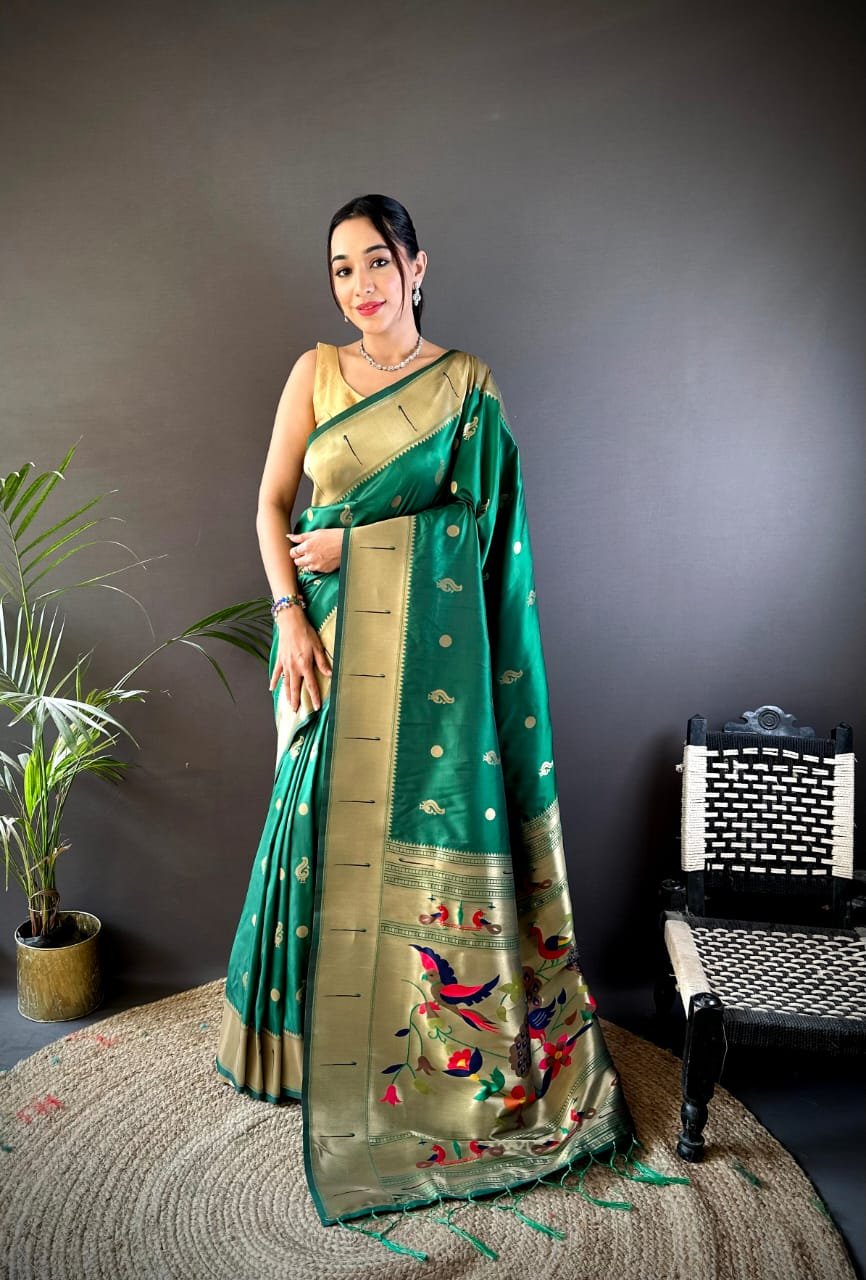 Premium Kanchipuram Pethani Silk Saree - Image 1