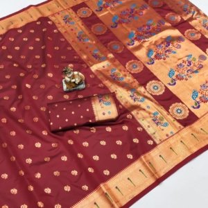 Premium Banarasi Lichi Silk Paithani Saree - Image 5