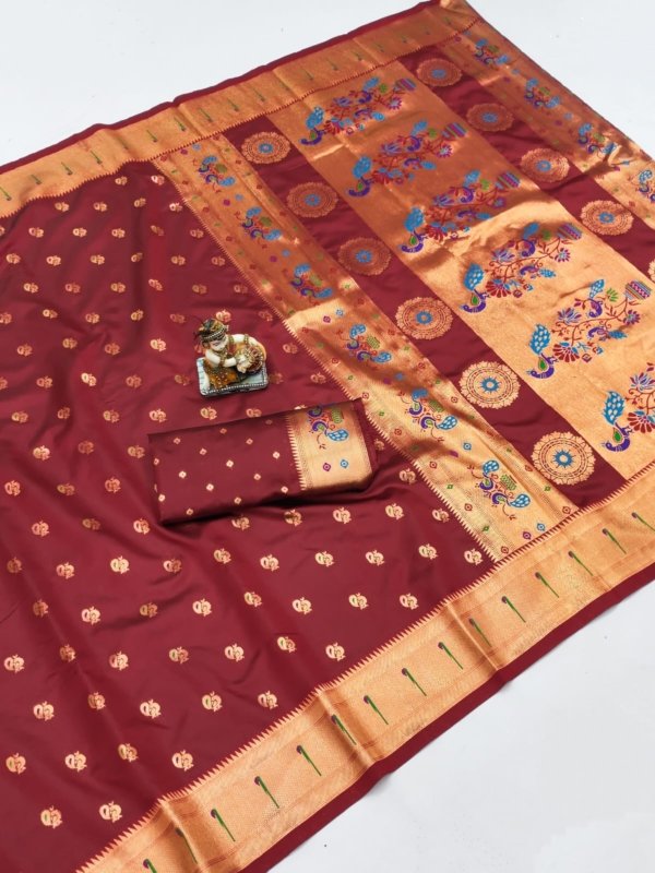 Premium Banarasi Lichi Silk Paithani Saree