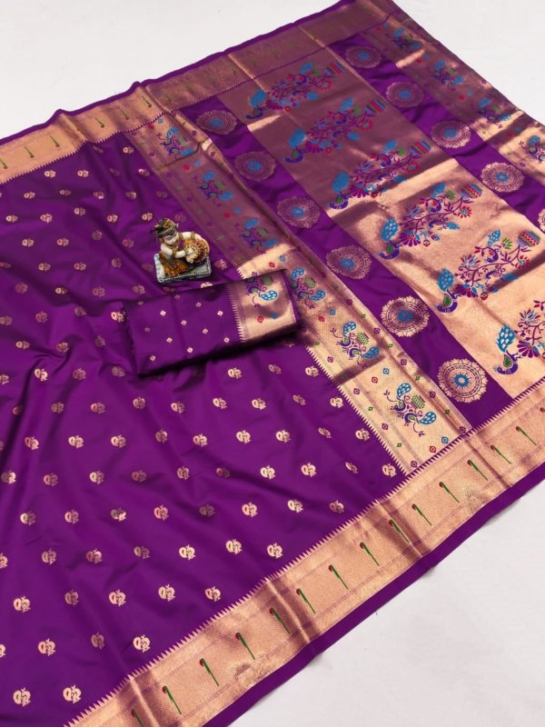 Premium Banarasi Lichi Silk Paithani Saree