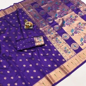 Premium Banarasi Lichi Silk Paithani Saree - Image 3