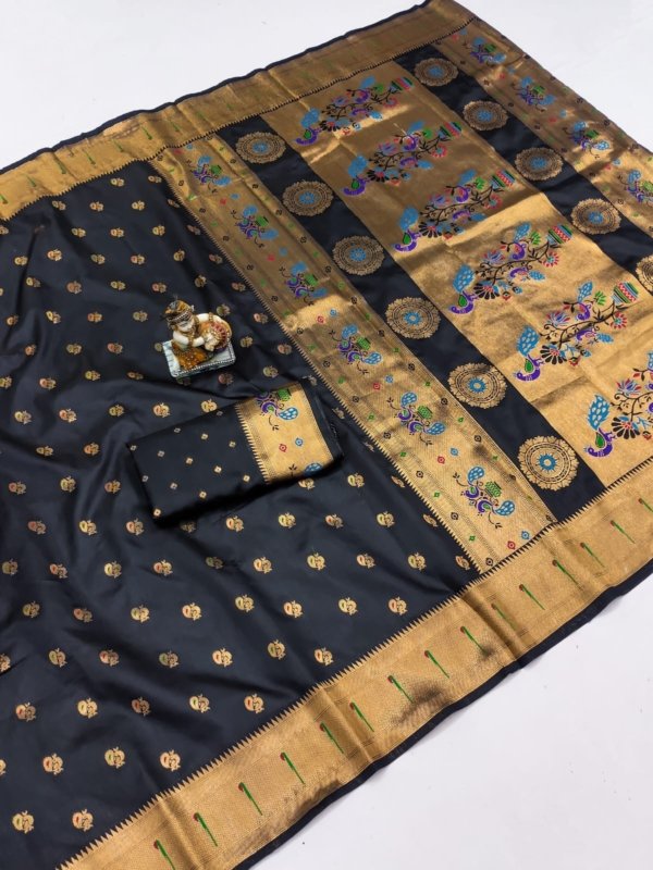 Premium Banarasi Lichi Silk Paithani Saree