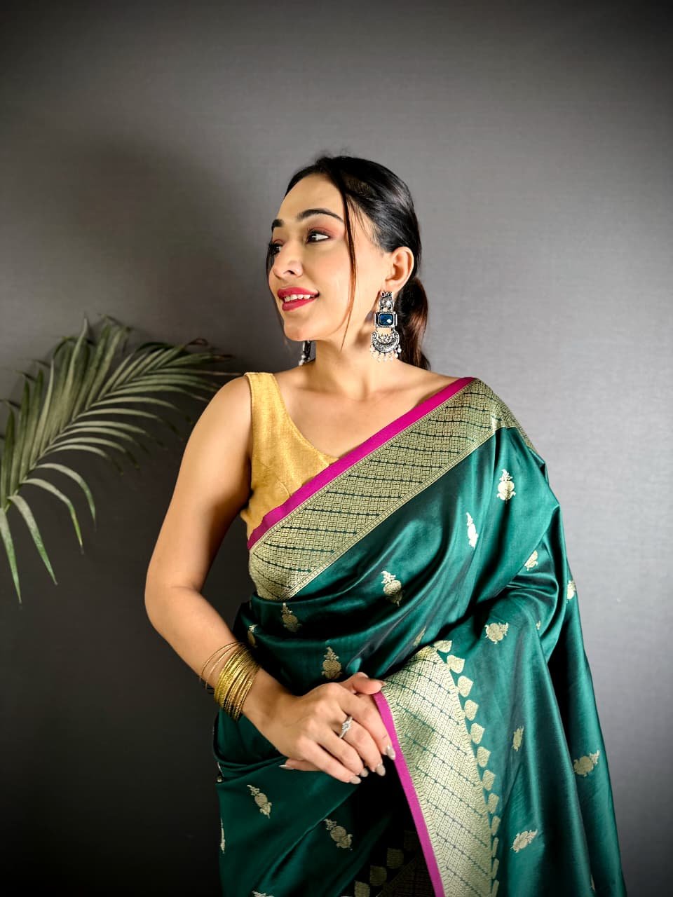 Kasturi Banarasi Lichi Silk Saree - Image 1