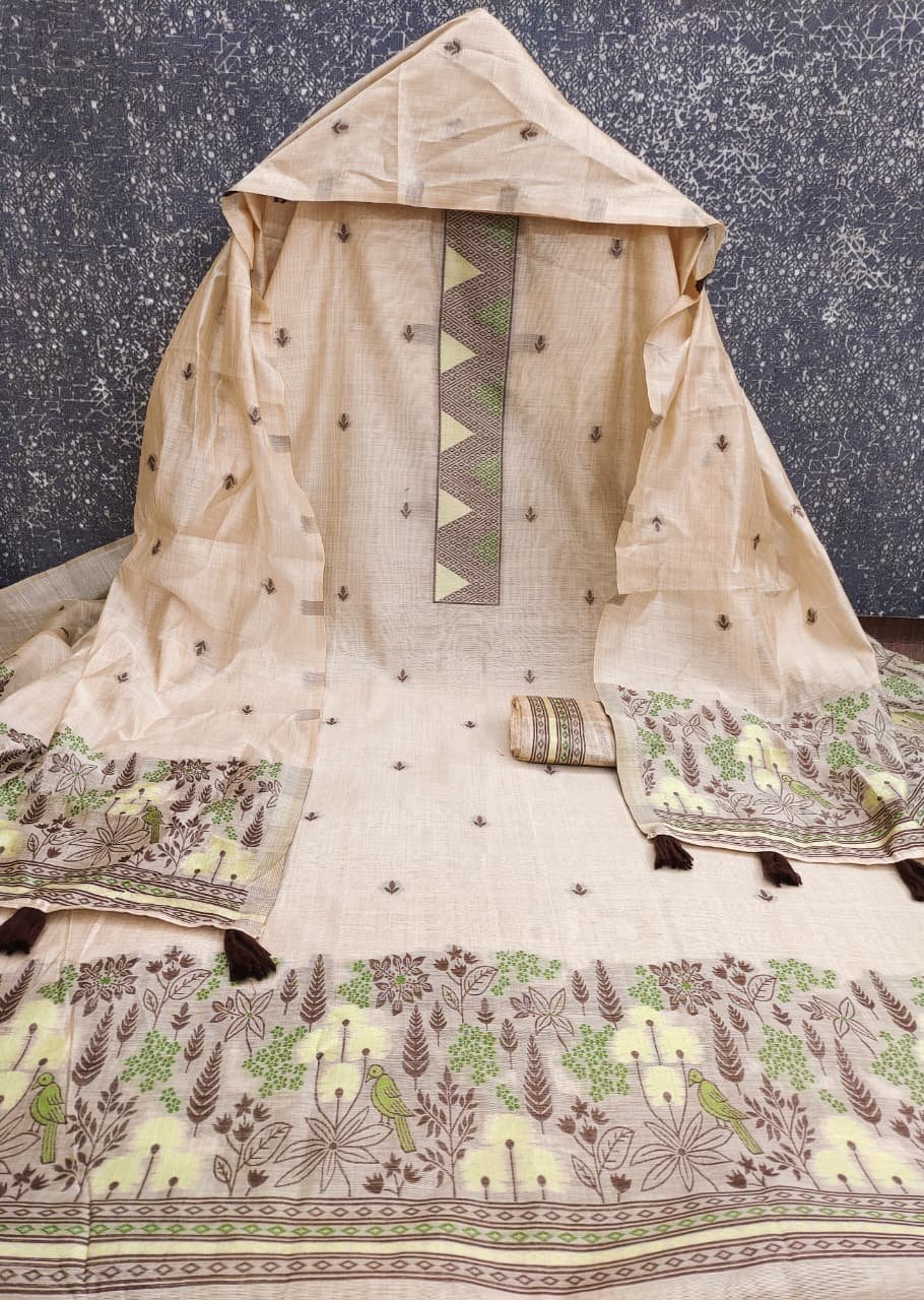 Premium Muga Cotton Weaving Suit Set - Image 1